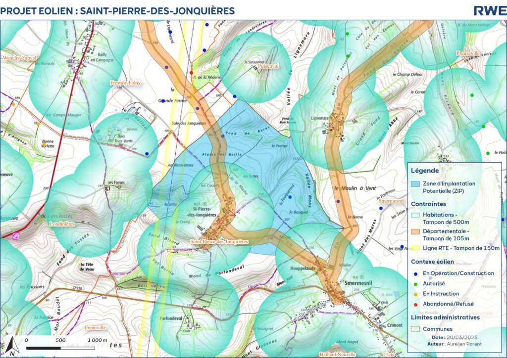 Carte des contraintes de la zone d'études